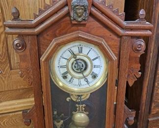 Much antiques, primitives and collectibles. Antique clocks. Oak mantle clock
