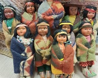 Over 200 vintage, collectible and modern dolls. Skookum dolls