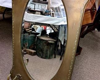 Antique wall mirror w/ coat hooks