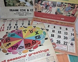 Much paper ephemera. Vintage area calendars
