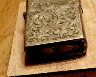 Silver .950 vintage lighter in wood box