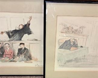 Framed French ciurtroom prints