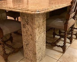 Santa Cecillia Granite Table with Ogee Edge. 5ft W x 7ft L.