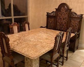Santa Cecillia Granite Table with Ogee Edge. 5ft W x 7ft L.
