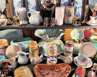 PETERS POTTERY PITCHER AND OTHER POTTERY