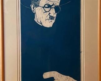 Original Woodcut by Leonard Maurer (American 1912- 1976) Portrait of James Joyce