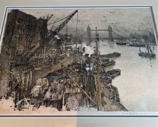 Luigi Kasimir (Austrian 1881-1962) “Tower Bridge London” Etching and Aquatint 