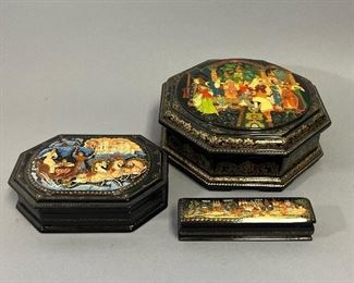 Vintage Signed Russian Lacquer Boxes, sold individually 