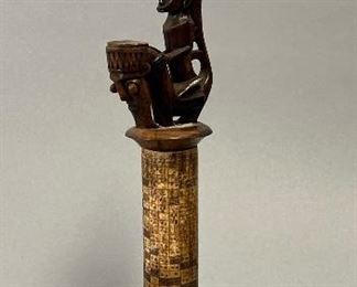 Vintage Batak Toba Shaman Medicine Container with Carved Lid 