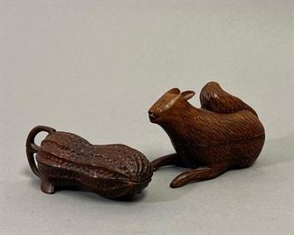 Hand Carved Chinese Miniature Figural Boxes