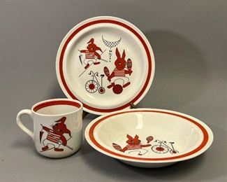 Mid Century Modern Arabia Finland Three Piece Child Dishes 