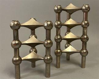 Set of 7 Fritz Nagel & Caesar Stoffi Stacking Stainless Steel Candleholders