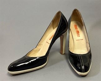 Pair of Miu Miu Patent Leather High Heels