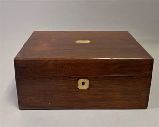 Antique Mother of Pearl Inlaid Mahogany Document Box