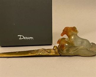 Daum Pate de Verre & Bronze Figural Horse Letter Opener