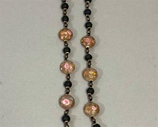 Hand Painted Glass Beads Necklace, Murano?