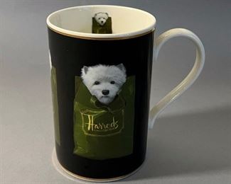 Harrods Knightsbridge “Scottish Terrier Dog in Bag” Coffee Mug Fine Stoneware,  Scotland