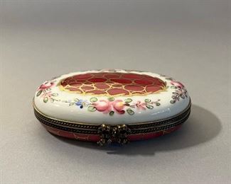 Vintage Hand Painted and Signed Limoges Pill Box