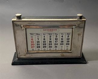 Vintage English Sterling Silver Framed Perpetual Desk Calendar