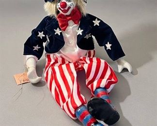 “Stars and Stripes” Porcelain Clown Doll