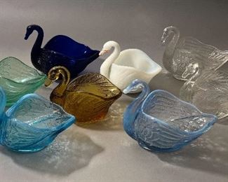 Assorted Vintage Glass Swans, sold individually 