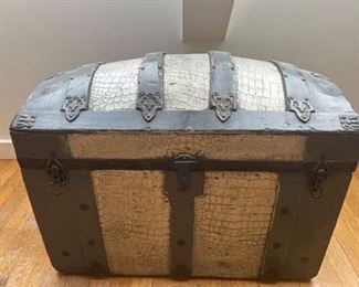 Vintage Faux Alligator Dome Top Trunk 