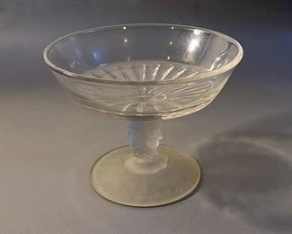 In the Style of George Duncan Three Face Frosted Glass Compote MMA