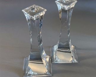 Pair of Crystal Candle Holders by Miller Rogaska