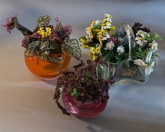 Vintage Handcrafted Beaded Flowers 