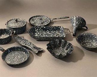 Vintage Enamelware Dollhouse Cooking Pots and Pans (sold together)