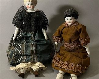 Vintage Glazed China Head Dolls 