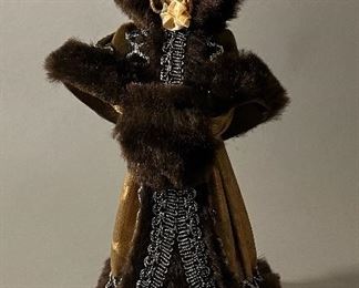 Hand Painted Russian Doll with Fur Trim Coat