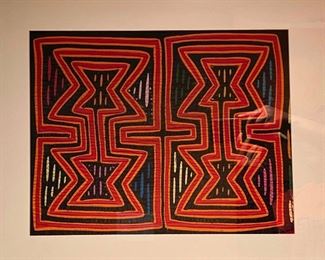 Vintage Panamanian Mola, Kuna Indian Cloth Art. Framed 