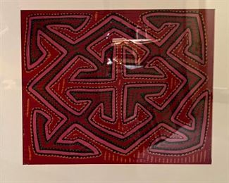 Vintage Panamanian Mola, Kuna Indian Cloth Art. Framed 