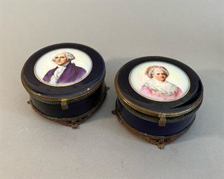 Set of George and Martha Washington Trinket Boxes
