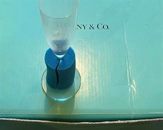 Set of 8 New in Original Box, Never Unwrapped Tiffany & Co Glass Champagne Flutes (we only unwrapped one to show)