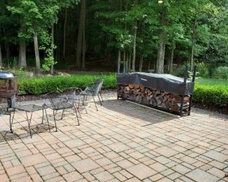 4 iron log stands with covers!

(The stand with logs are not for sale)