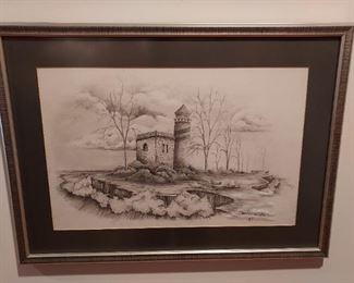 Artist rendering of a lighthouse- rare!