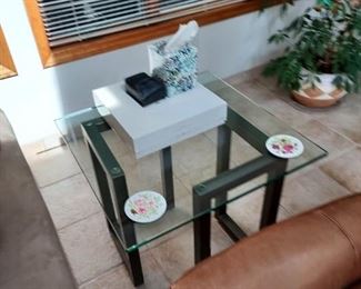 Iron and glass accent table