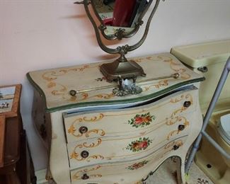 hand painted console cabinet