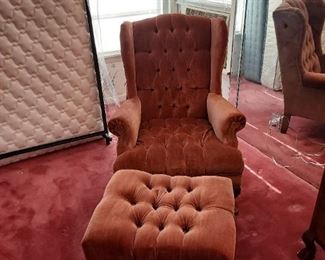 Wing Back tuffed chair & Ottoman