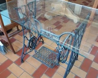 Singer Treadle Base with glass top
