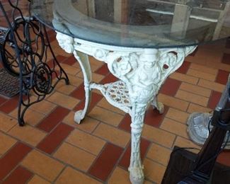 Heavy Iron Lady head table with glass top