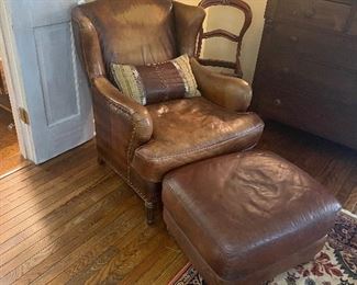 Leather chair and ottoman