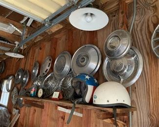 Hub Caps. Vintage Motocycle Helmet