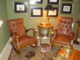 SPINNEYBECK LEATHER ANTIQUE CHAIRS FILLED WITH COTTON