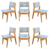 6 1950 ASH CHAIRS ORIGINAL VELVET