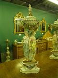 PAIR OF MAGNIFICENT STATUES(48 INCHES HIGH); POSSIBLY WALLENDORF (BECAME HUTSCHENREUTHER IN 1833) OF LIMBACH, THURINGIA, GERMANY.