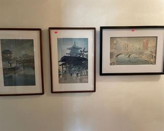 Large collection of Wood Block prints, many from "Hasui Kawase" 