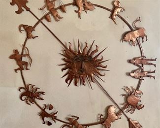 Mendel Baldessari Large Copper Zodiac Wall Hanging